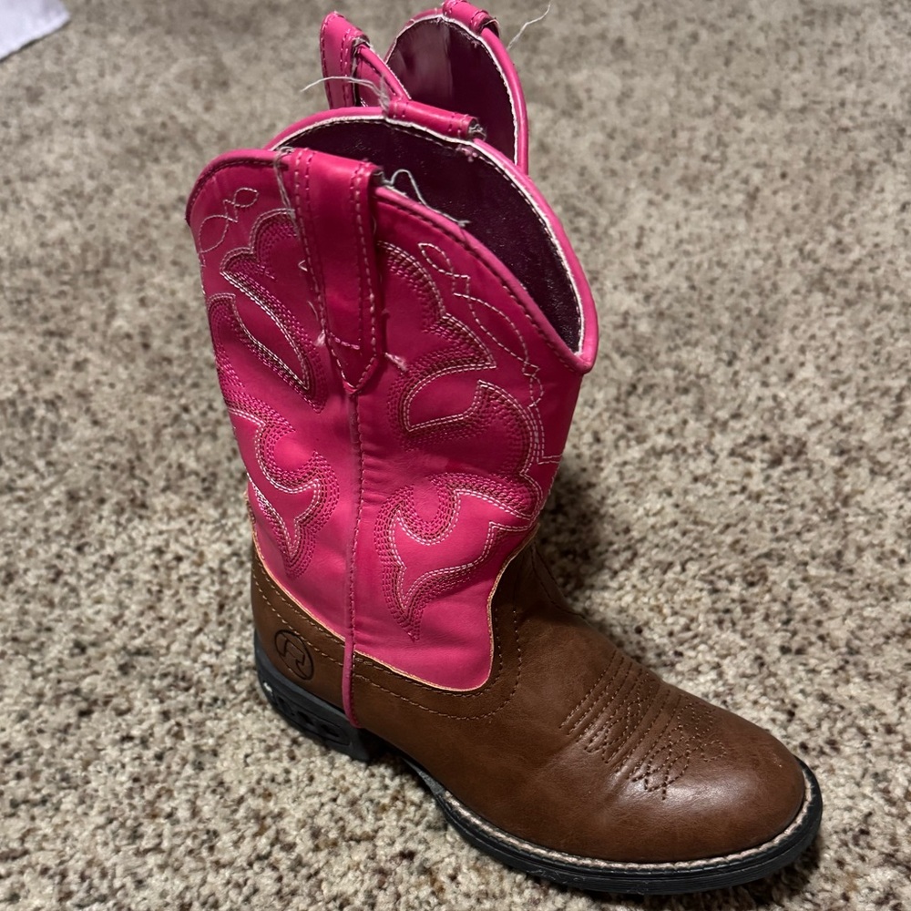 Roper Pink and Brown Kids Cowboy Boots